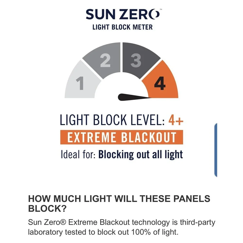 NEW 2 Panels SUNZero Total Blackout Fleece Insulated Curtains Each 50